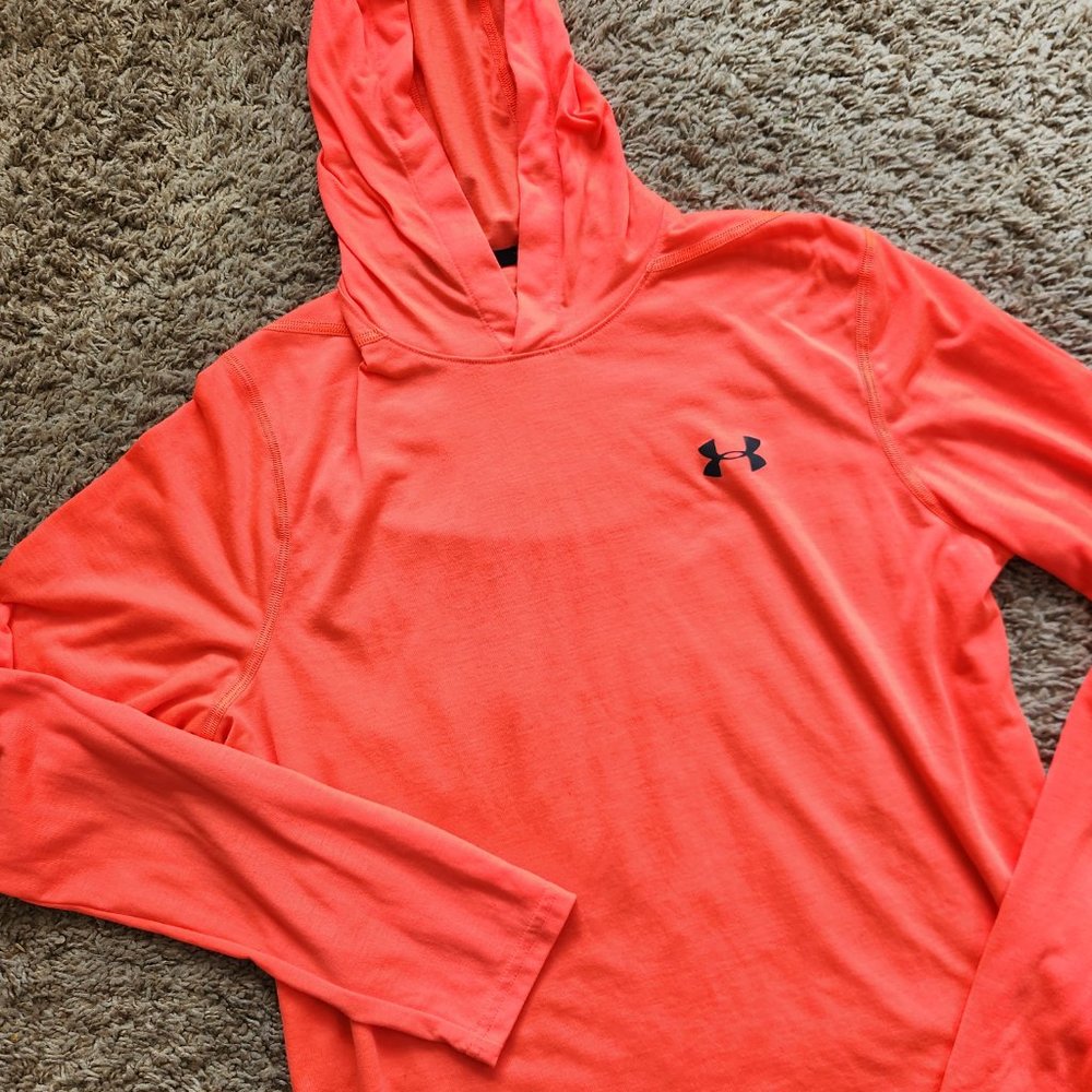 Under Armour Threadborne Lightweight Hoodie Shirt Men's M Medium Bright Orange